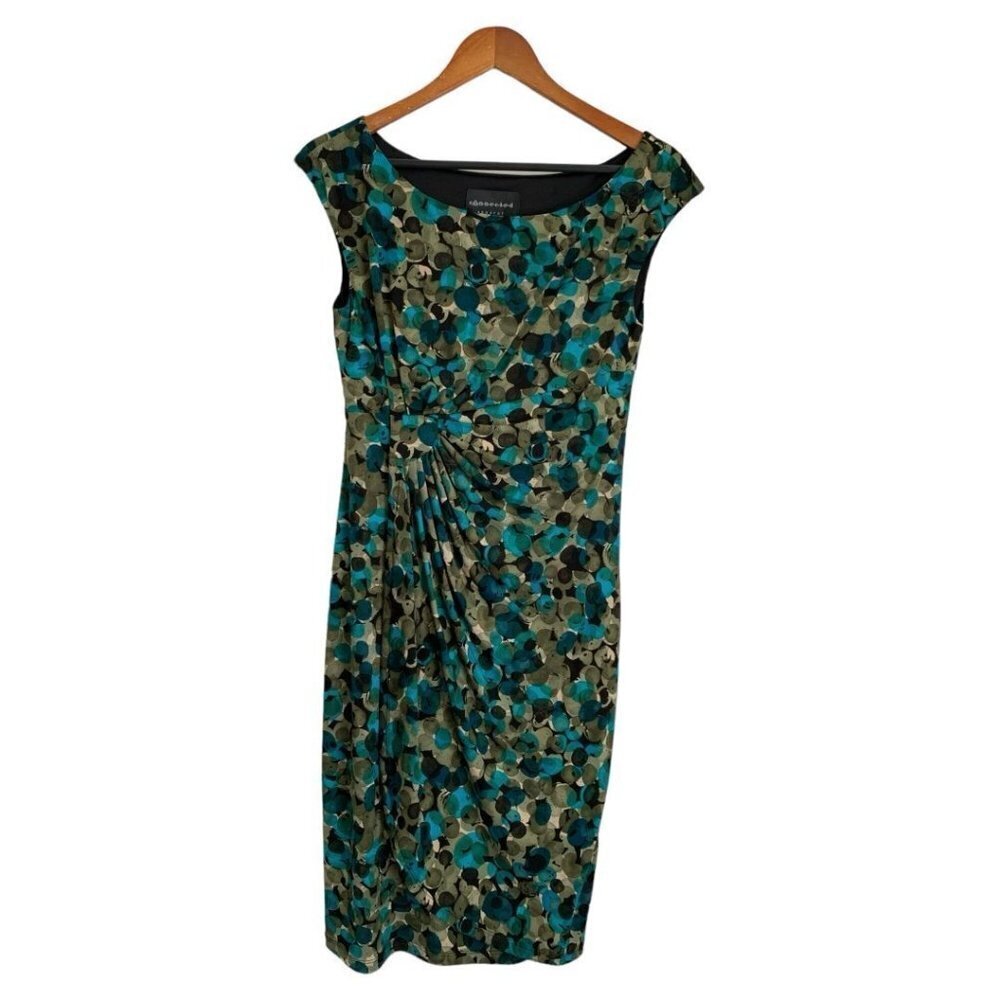 connected apparel Teal Green Black Print Midi Dress